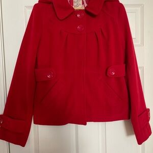 Tulle Red Pea Coat